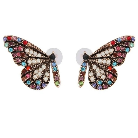 Fashion Jewelry Jewelry - Butterfly Wings Rhinestone Stud Earrings Multi-color
